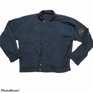 Nicklaus Black Watch Plaid Jacket Golf Lightweight Logo Patch Vintage Zipup READ